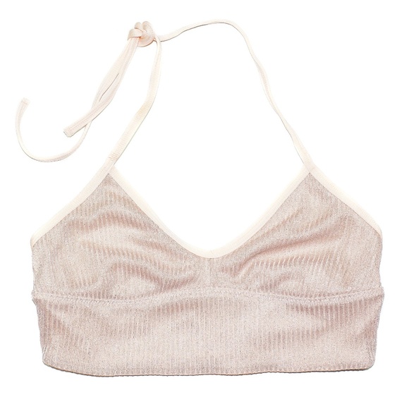 Aerie Halter Bralette Metallic Light Pink - Picture 1 of 6